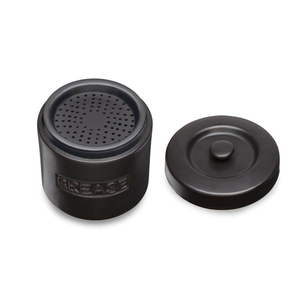Fox Run Grease Container, Matte Black Ceramic, 4 cup capacity