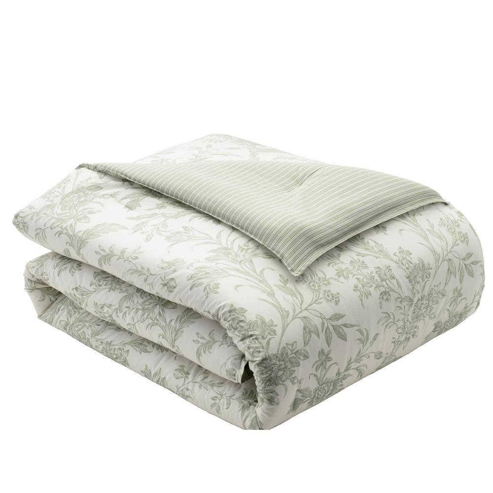 Laura Ashley Laura Ashley Natalie Green Floral Cotton Comforter Bonus Set