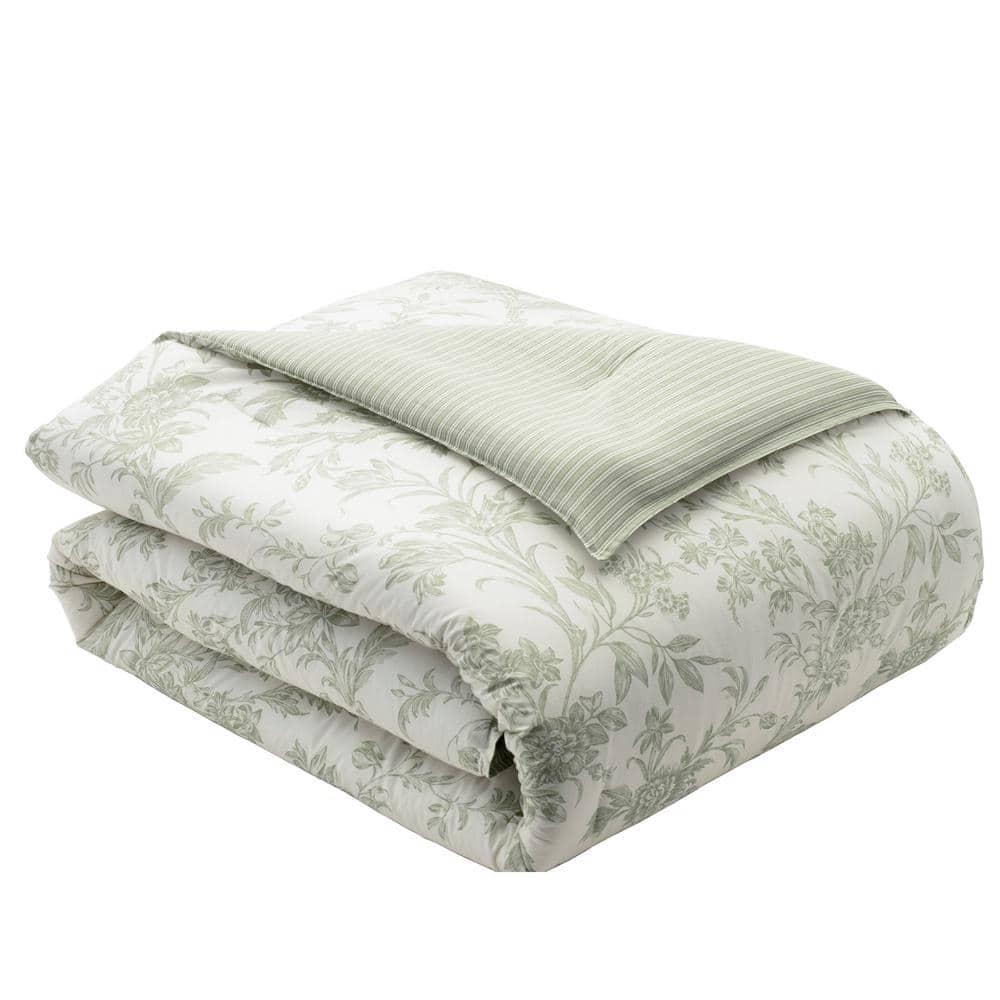 Laura Ashley Laura Ashley Natalie Green Floral Cotton Comforter Bonus Set