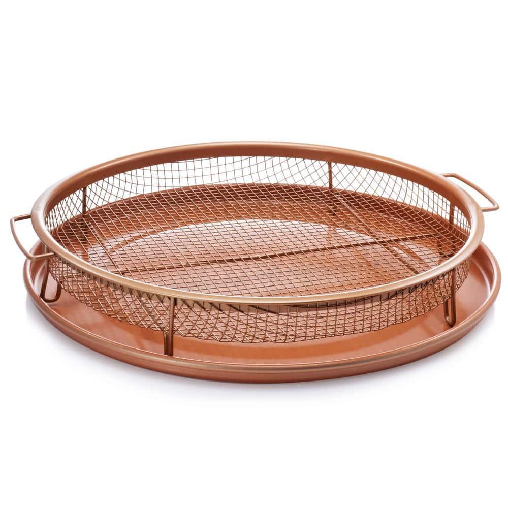 Gotham Steel Non-Stick Round Crisper Tray, 12 inch Diameter, Cool Touch Handle