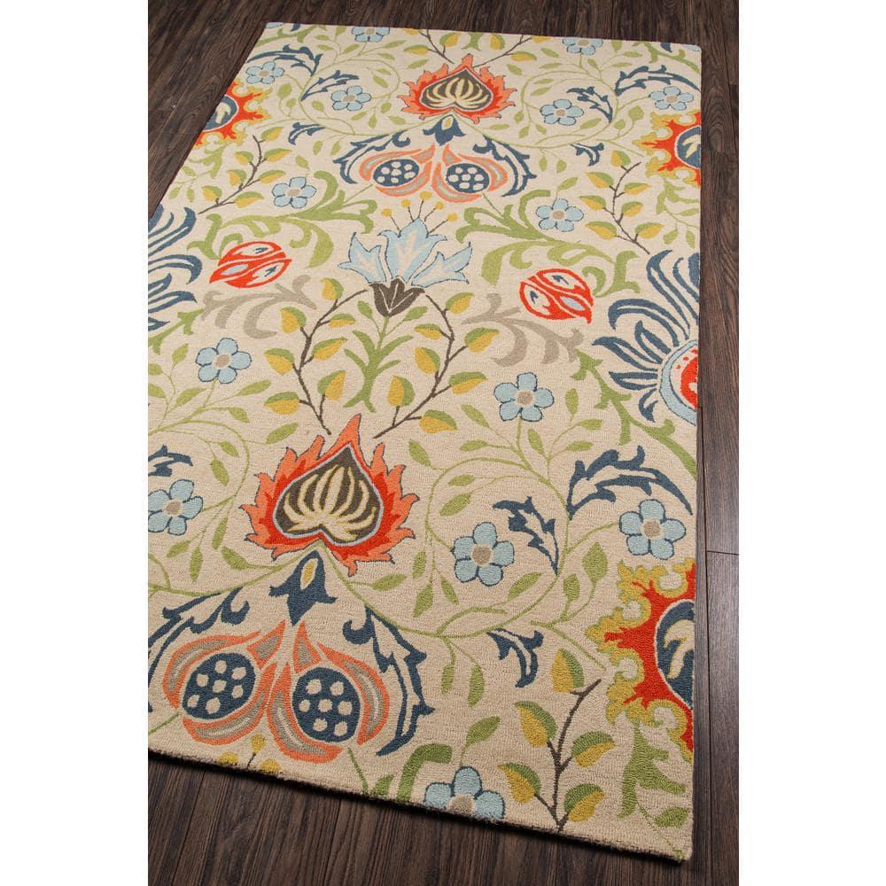 Momeni  Newport Hand Tufted Wool Floral Area Rug Multi 9' x 12' Contains Latex 9' x 12' Indoor, Handmade Living Room, Bedroom, Dining Room Blue,