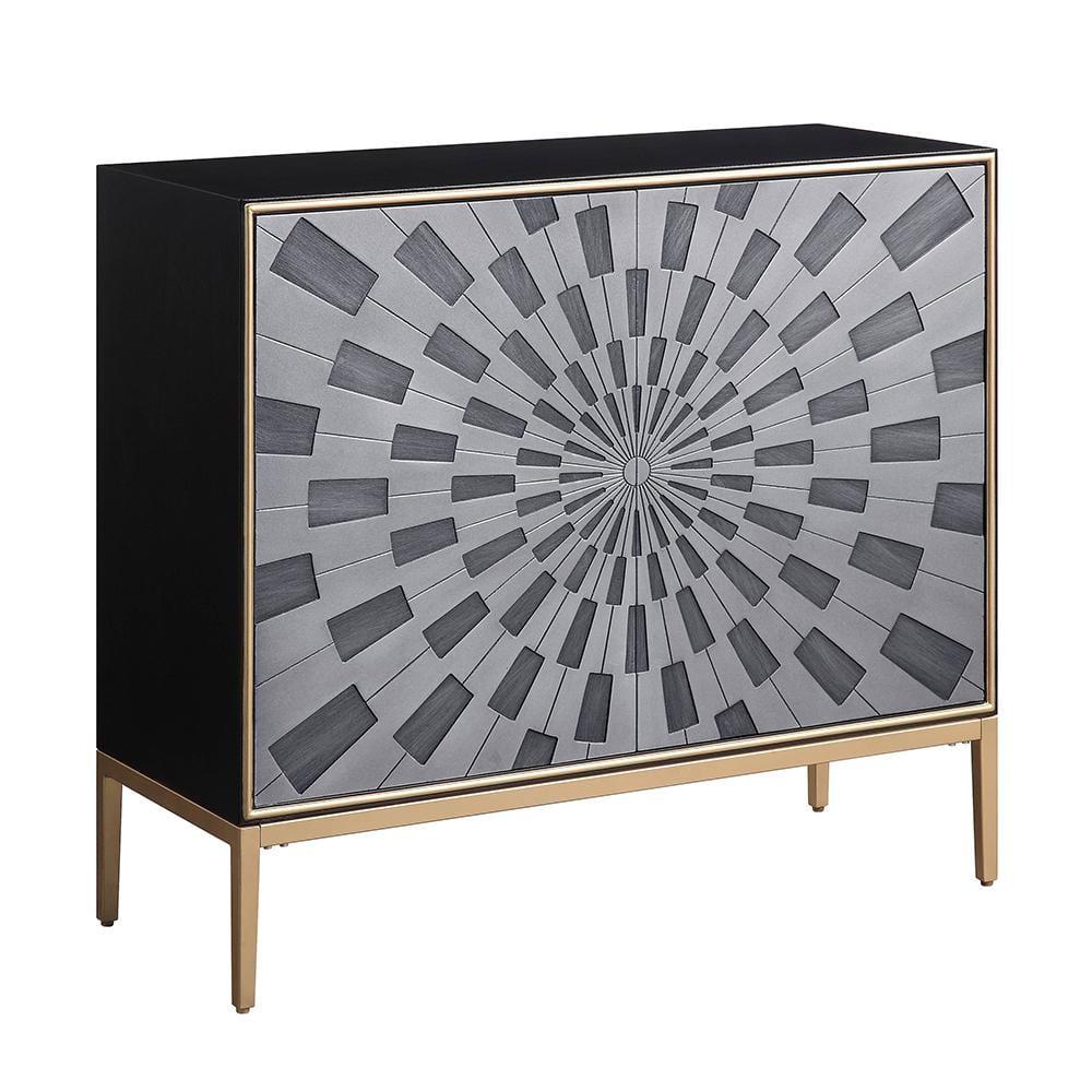 39" Quilla Accent Table Black, Gray and Brass Finish - Acme Furniture