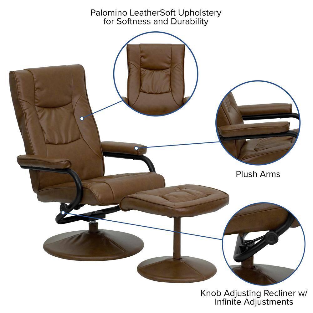 Flash Furniture Rachel Contemporary Multi-Position Recliner and Ottoman with Wrapped Base in Palimino LeatherSoft