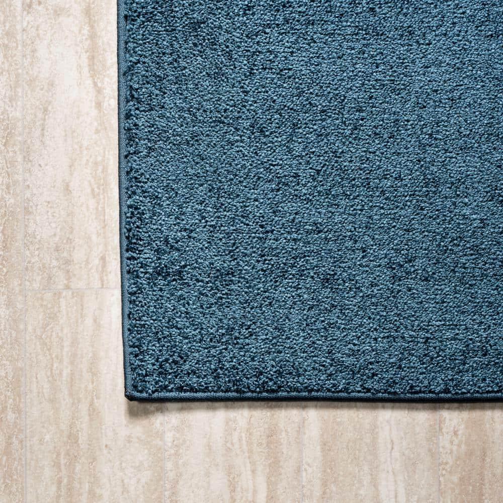 8'x10' Haze Solid Low-Pile Area Rug, Navy - JONATHAN Y
