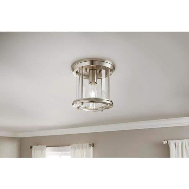 Hampton Bay Melrose Park 8 in. 1-Light Brushed Nickel Flush Mount