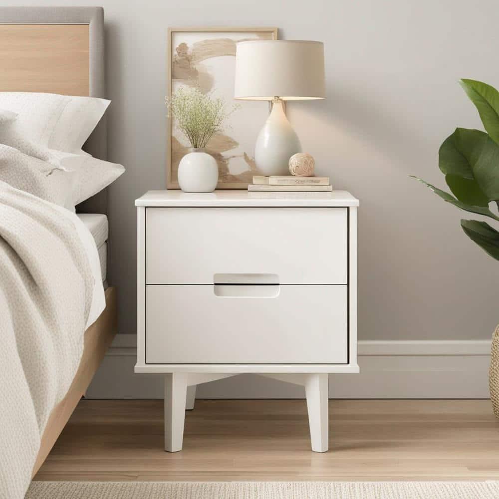 Preston 26"H Modern 2-Drawer Nightstand with USB Ports and Flared Legs
