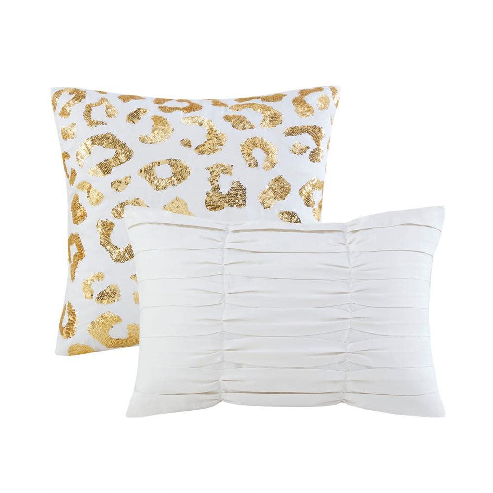 Home Essence Apartment Kendra Metallic Animal Printed Polyester Comforter Set, Ivory/Gold, Twin/Twin XL