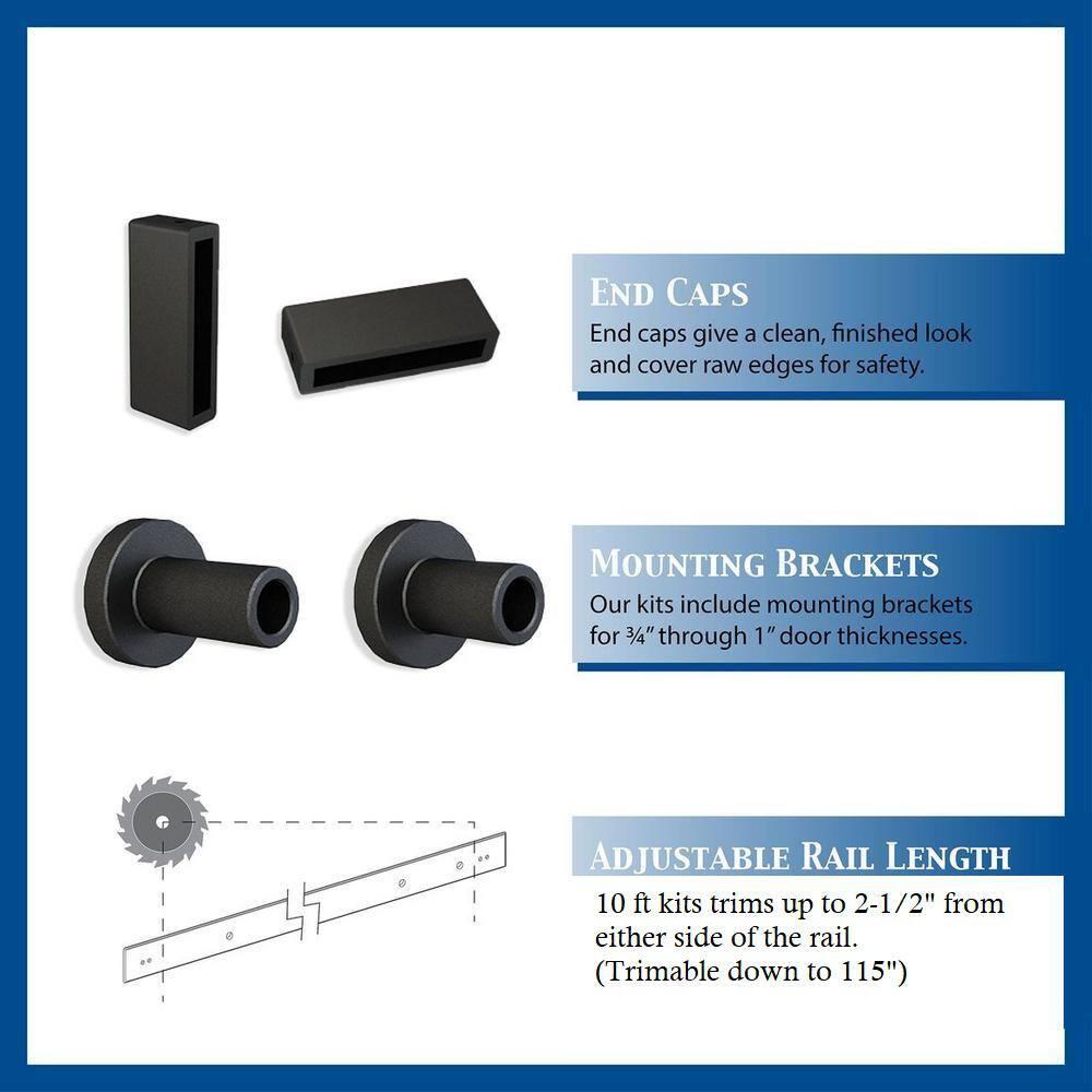 American Pro Decor 8 ft Solid Steel Mini Sliding Rolling Barn Door Hardware Kit for Double Wood Doors (2-Piece)