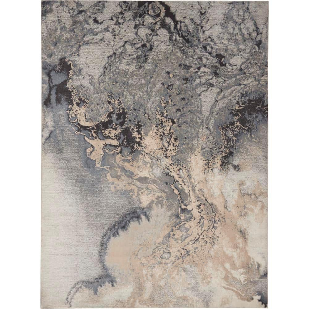 Nourison Maxell Modern Abstract Indoor Area Rug Grey 9'3" x 12'9"