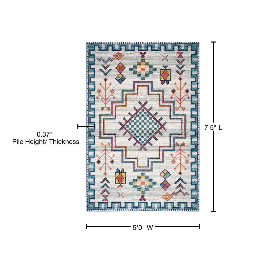 nuLOOM Richelle Tribal Medallion Area Rug, 5' x 7' 5", Blue