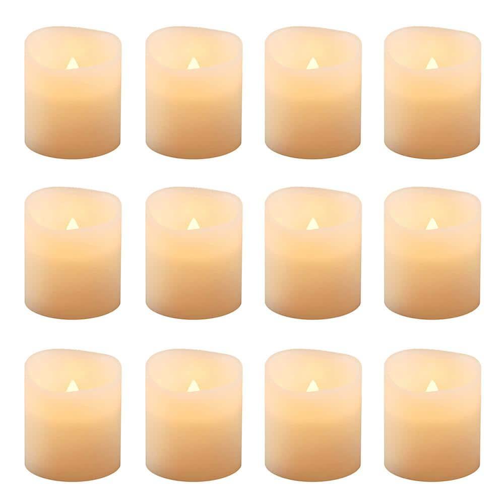 LumaBase Battery Operated LED Votive Candles, Amber - Set of 12