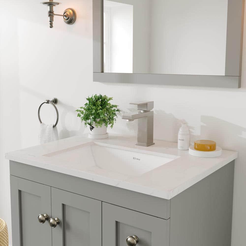 Eviva Acclaim 24" Gray Transitional Bathroom Vanity w/ White Quartz Top