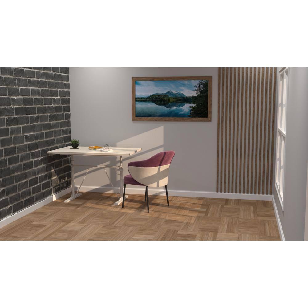 Carolina Living Brio Sit Or Stand Adjustable Desk Whitewash: Mango Wood Surface, Iron Frame, No Storage