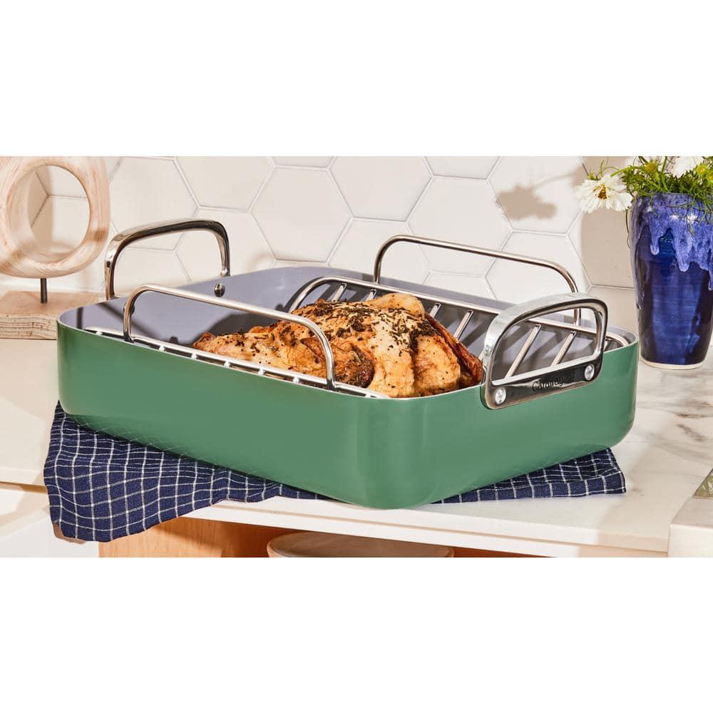 Caraway ® Sage Ceramic Non-Stick Roasting Pan with Rack