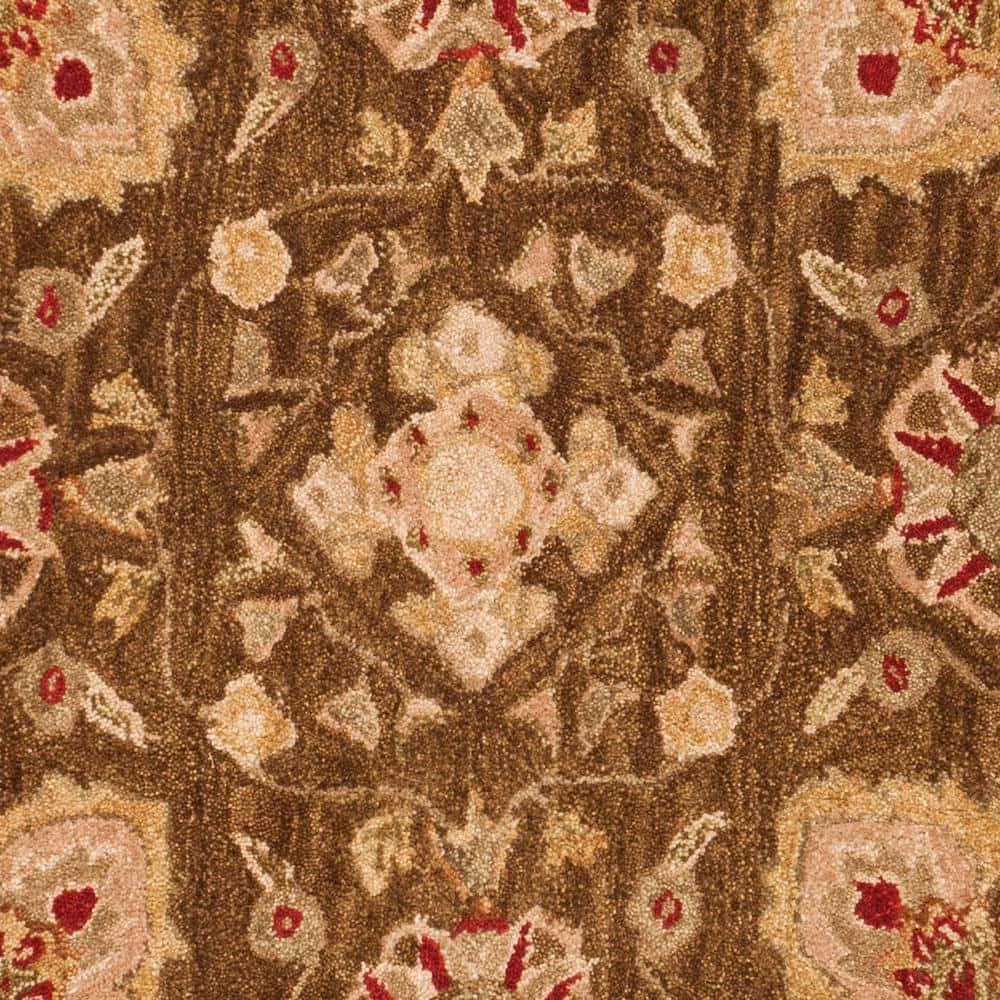 Handmade Anatolia Inspired 8' Round Wool Area Rug in Brown/Green