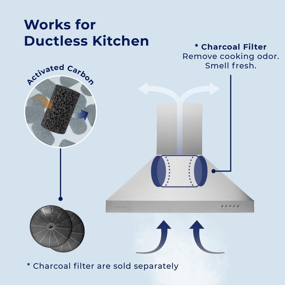 Hauslane Hauslane Wall Mount Range Hood 30 Inch | Wall Chimney | 6” Duct/Ductless Convertible, Strong Suction, Six-layer Aluminum Filters, Changeable LED Lamps, Stove Kitchen Vent Hood WM-530WHT-30B