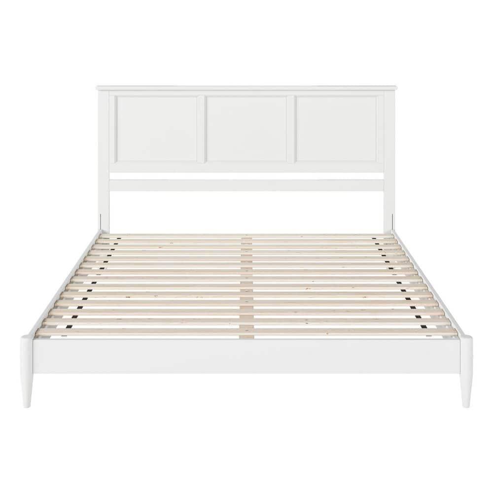 AFI Charlotte King Solid Wood Low Profile Platform Bed, White