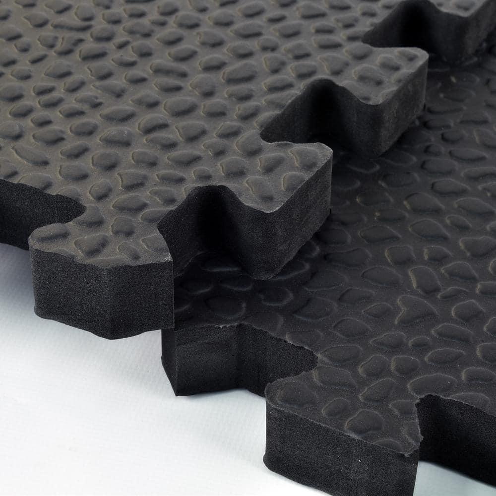 Greatmats Gym Floor Pebble Top Interlocking Foam Tiles Black 10 Pack 2 ft. x 2 ft. x 3/4 in.