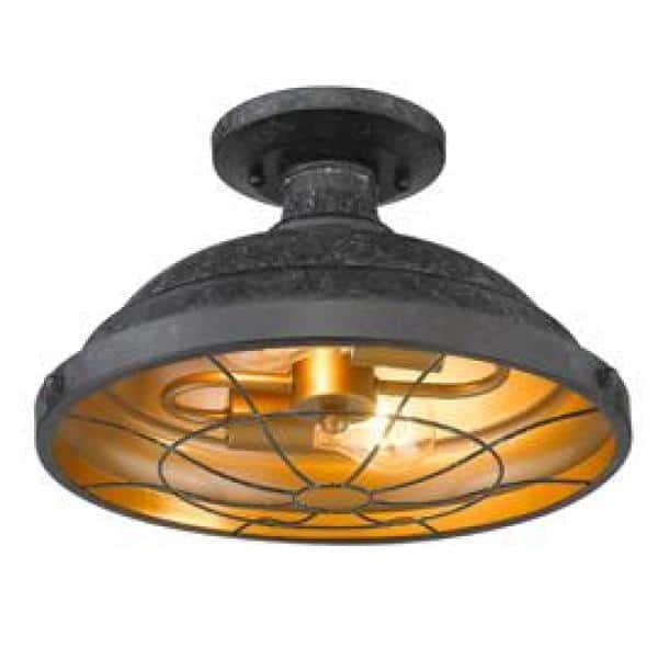 Bartlett 2-Light Metal Semi-Flush in Black