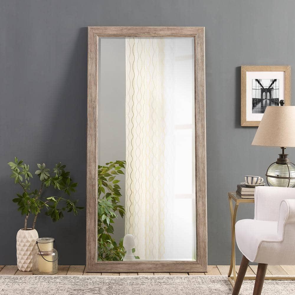 Highland Dunes Lindberg Rectangle Full Length Mirror, Faux Wood Farmhouse Mirror, Floor Mirror