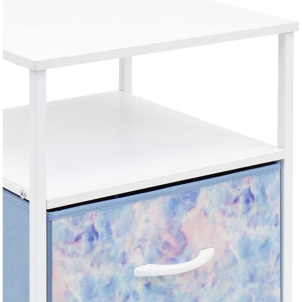 Sorbus 1 Drawer and Shelves Nightstand with Steel Frame, Wood Top & Fabric Bins in Tie Dye & Reviews | Wayfair
