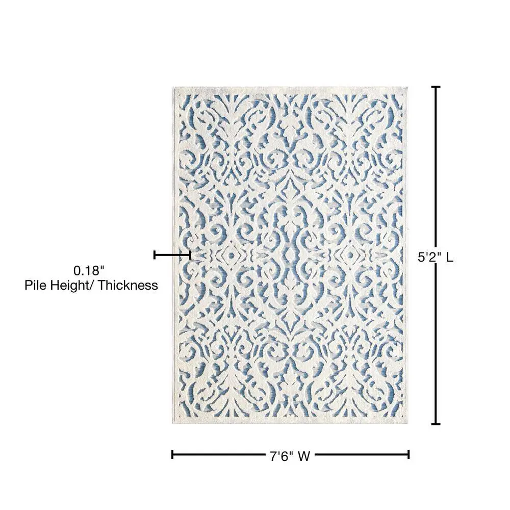 My Texas House Ladybird Natural Blue High Low Indoor Outdoor Rug