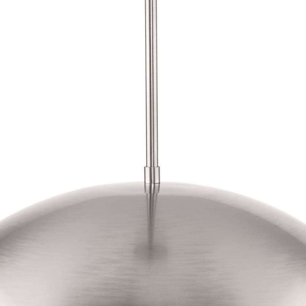 Progress Lighting Perimeter 1-Light Pendant, Brushed Nickel, White Interior Shade: Iconic modern design for kitchens and breakfast nooks.