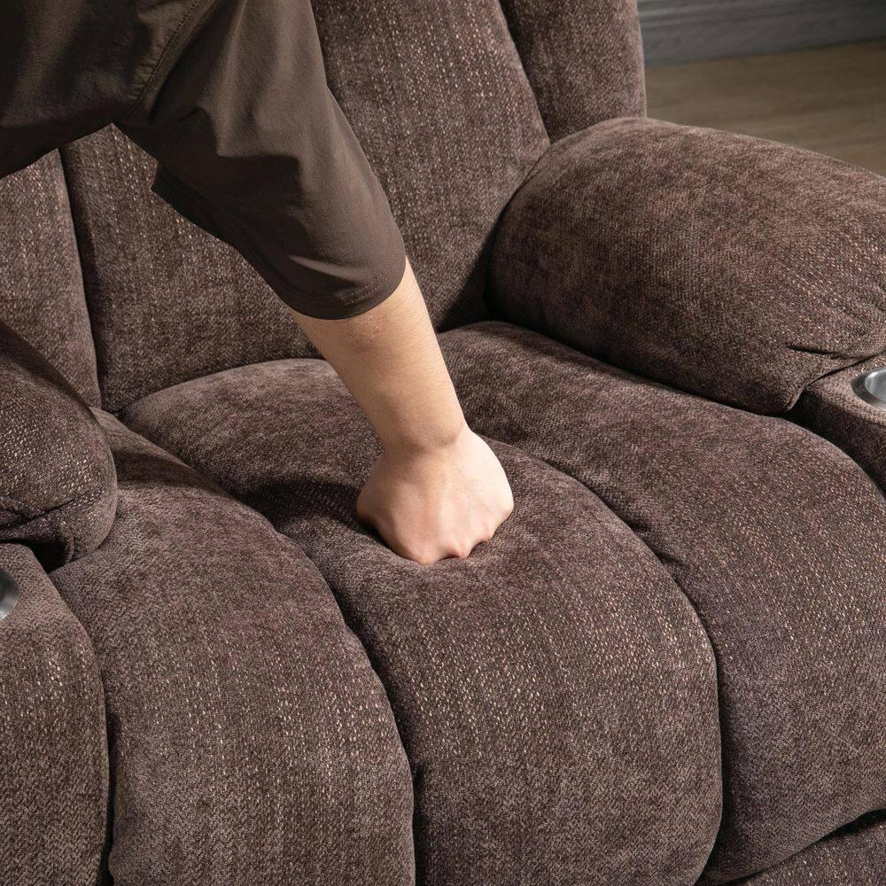 Power Lift Chair with Full-Body Massage and Heat, Electric Recliner Chairs for Adults, Remote Control, Standing Assistance, USB Ports, Stainless Steel Cup Holders, Chenille Brown