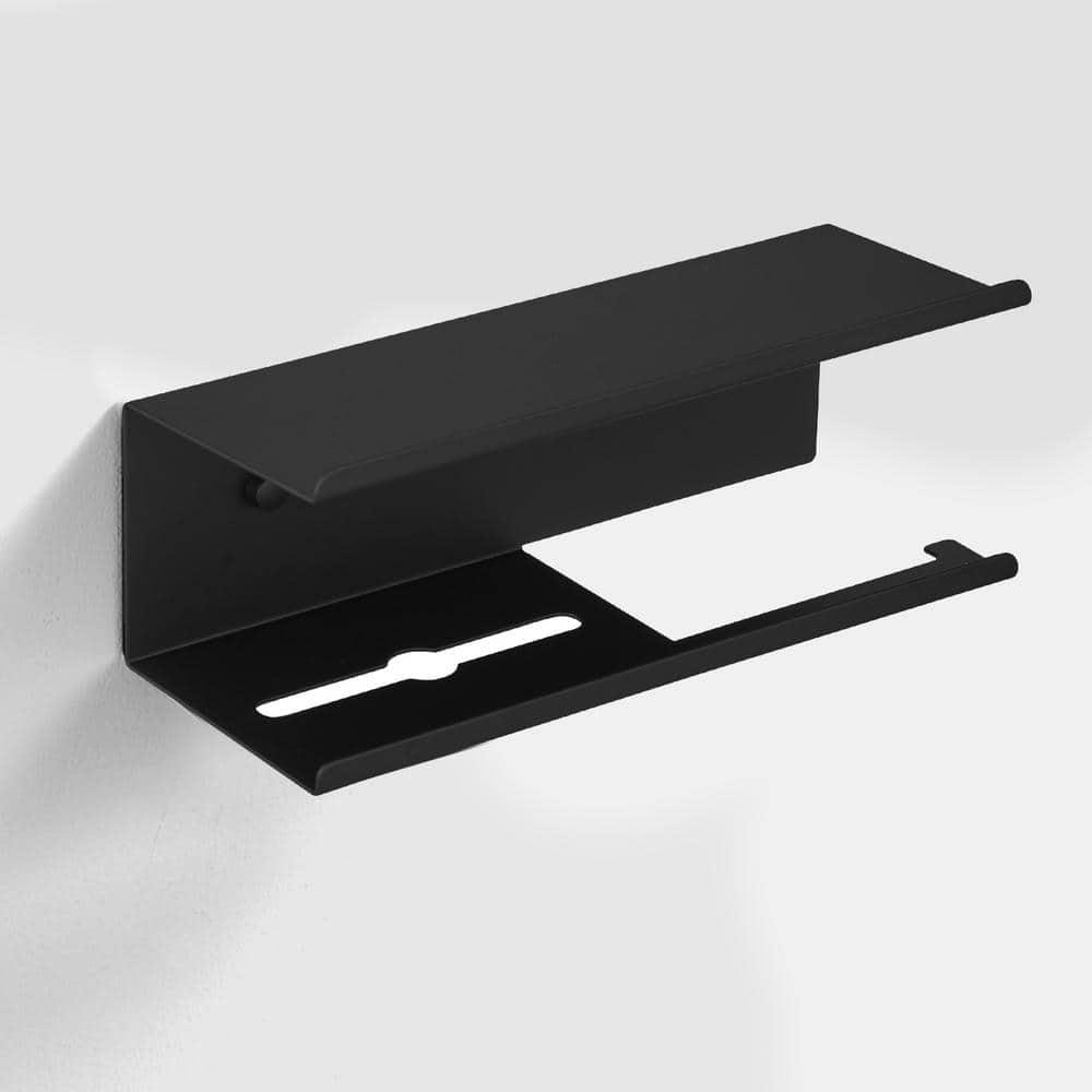 Modern Toilet Paper Holder with Anti-Rust Shelf Paper Roll Holder Toilet Tissue Holder Wipes Storage in Matte Black