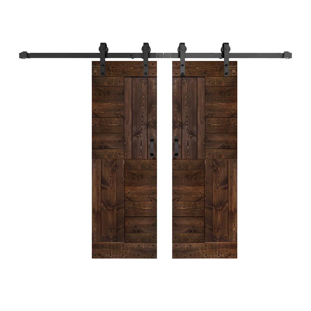 Patented Product S Series Solid Wood Double Sliding Barn Door With Hardware Kit(Set of 2)-Assembly Needed (Set of 2)