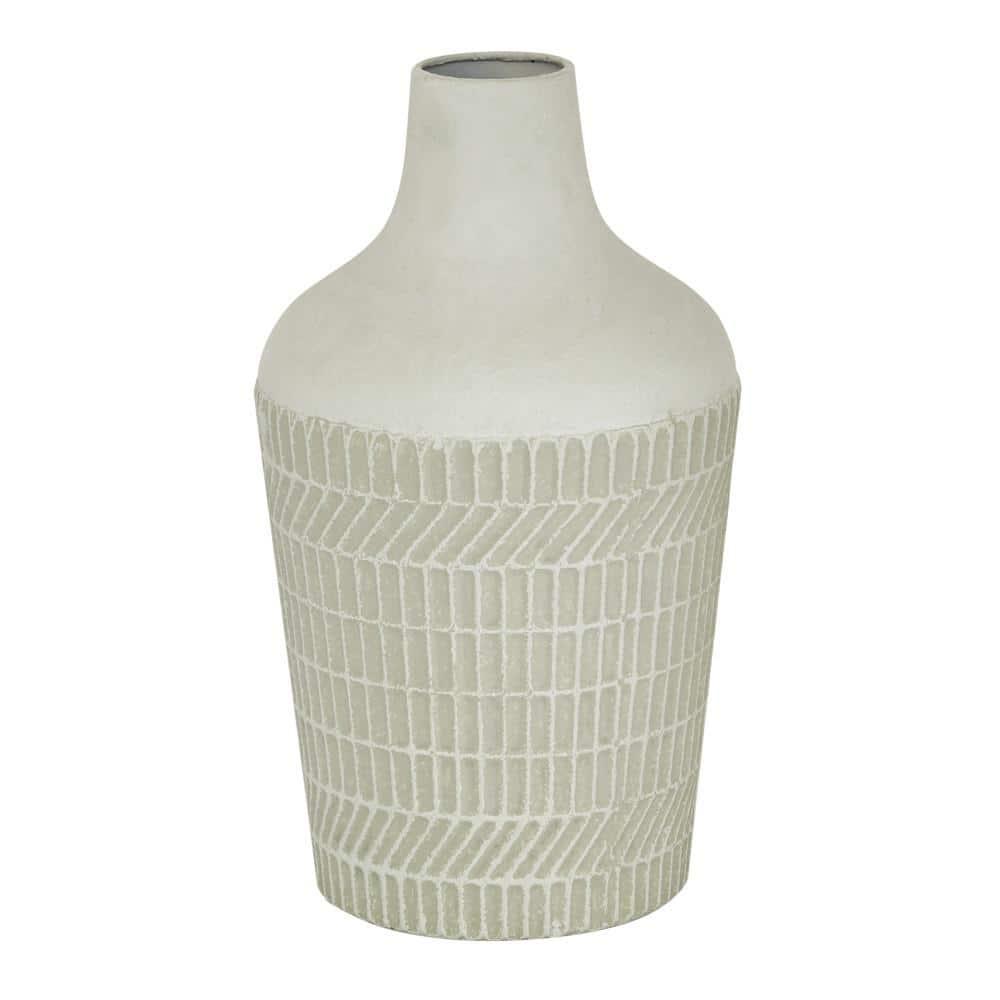 DecMode 13" Textured White Metal Vase