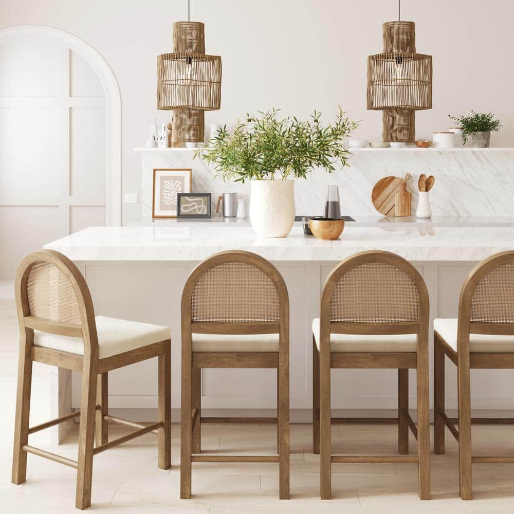 Nathan James Bailey Upholstered Counter Stool with Solid Wood Frame