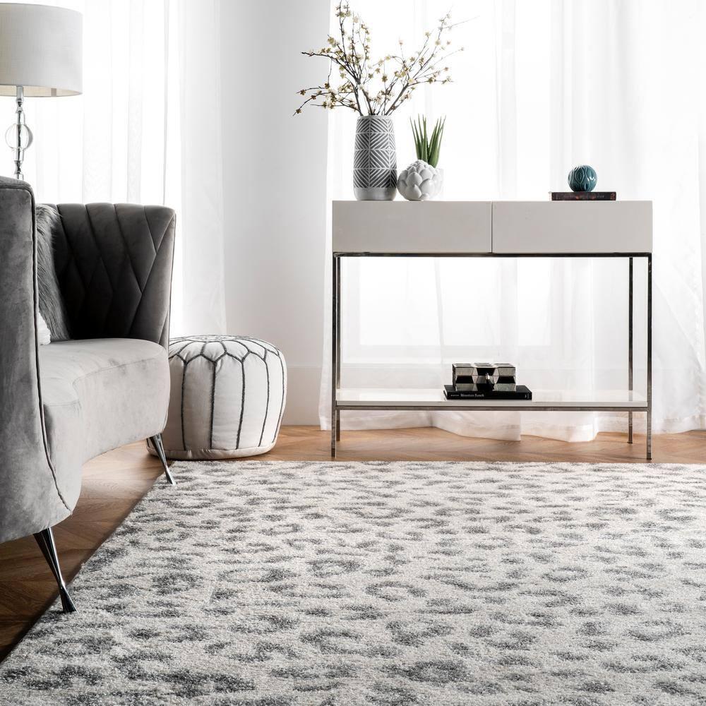 Nuloom Leopard Animal Print 10x14 Indoor Area Rug for Living Room Bedroom Dining Room Kitchen, Grey/Off White
