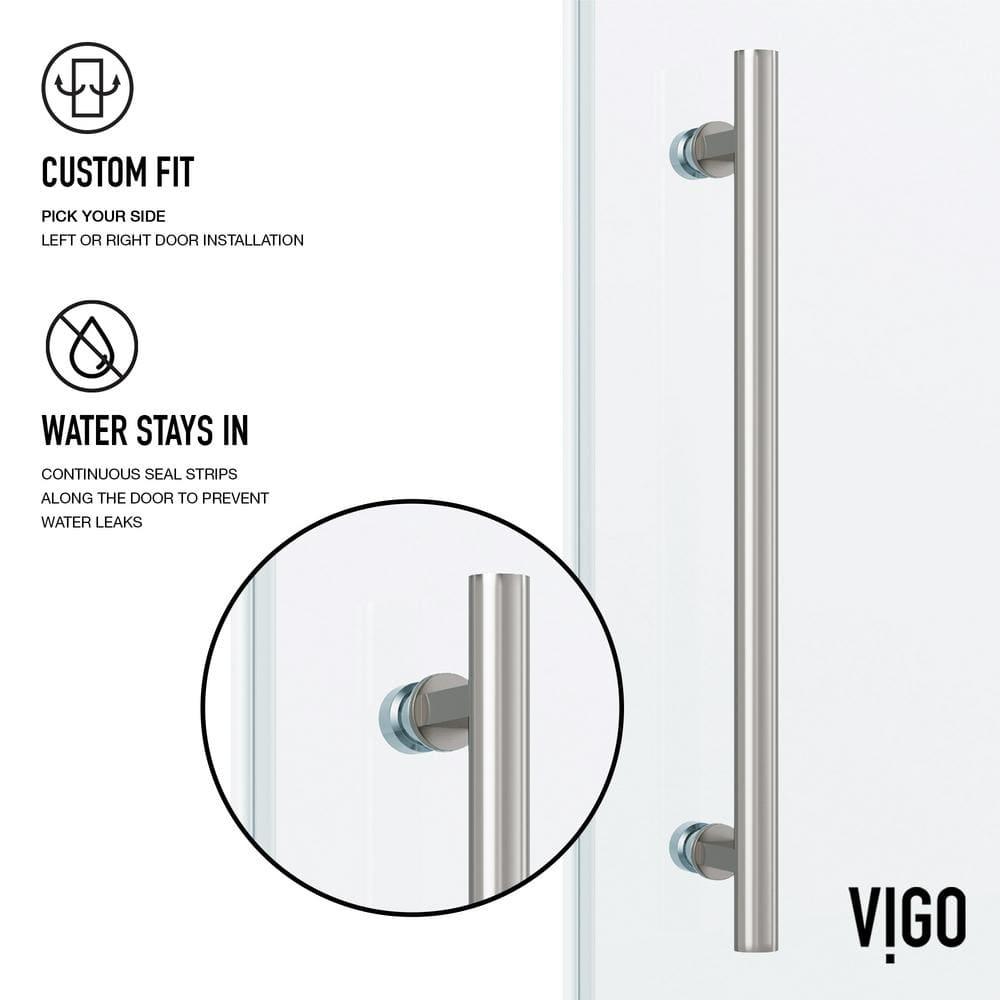 Elan 56-60" W x 74" H Sliding Frameless Shower Door with 3/8" Clear Glass