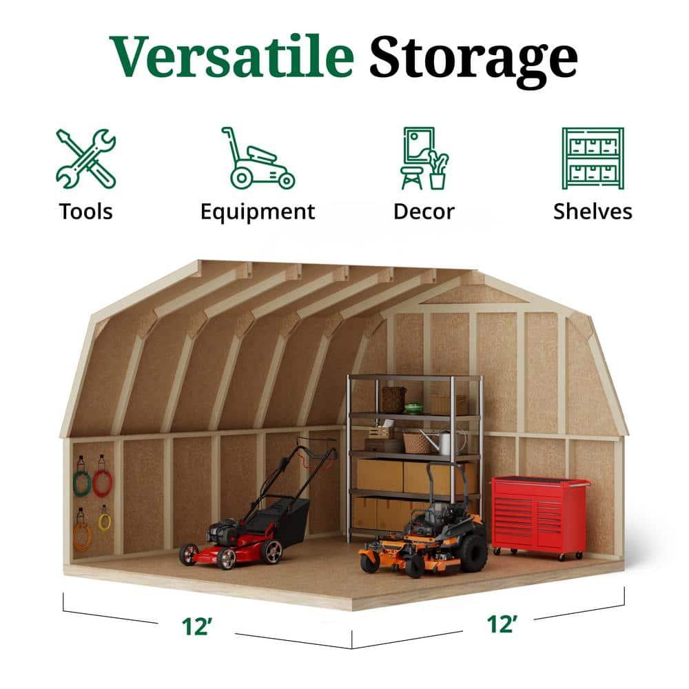 Little Cottage Co. 12x12 Value Gambrel Barn with 4 ft. Sidewalls, Outdoor Wood Storage Shed Do-It-Yourself Precut Kit