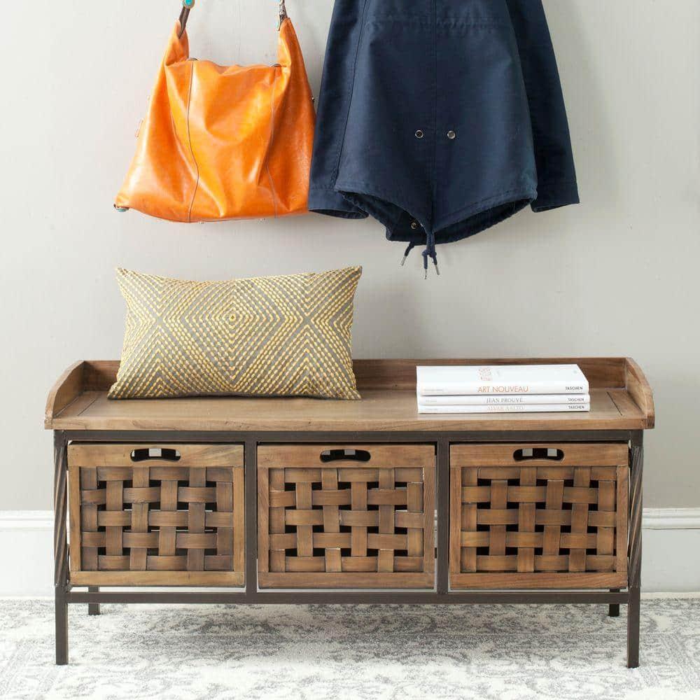 Isaac Wooden Storage Bench - AMH6530 - Oak - Safavieh Couture