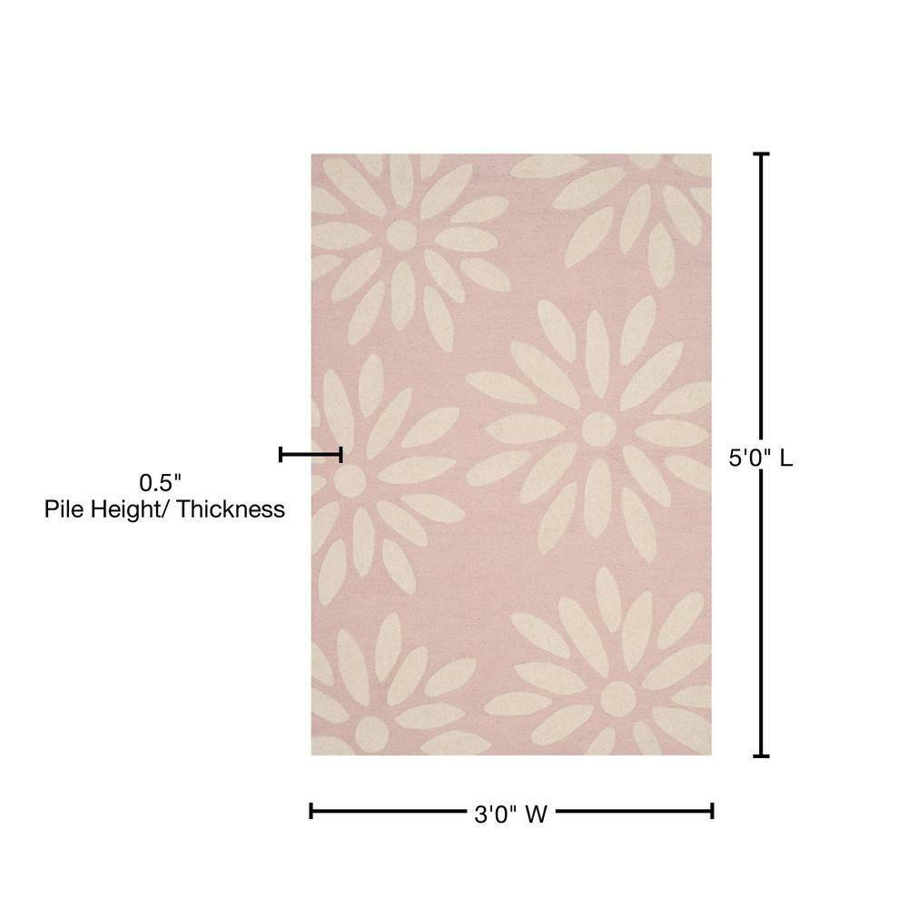 SAFAVIEH Kids Daisy Flowers Wool Area Rug, Pink/Ivory, 3' x 5'