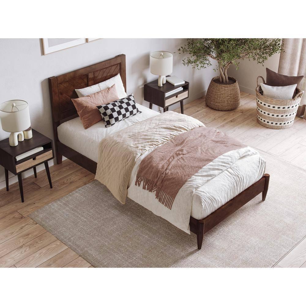 AFI Furnishings Berkshire Twin XL Solid Wood Low Profile Platform Bed in Walnut