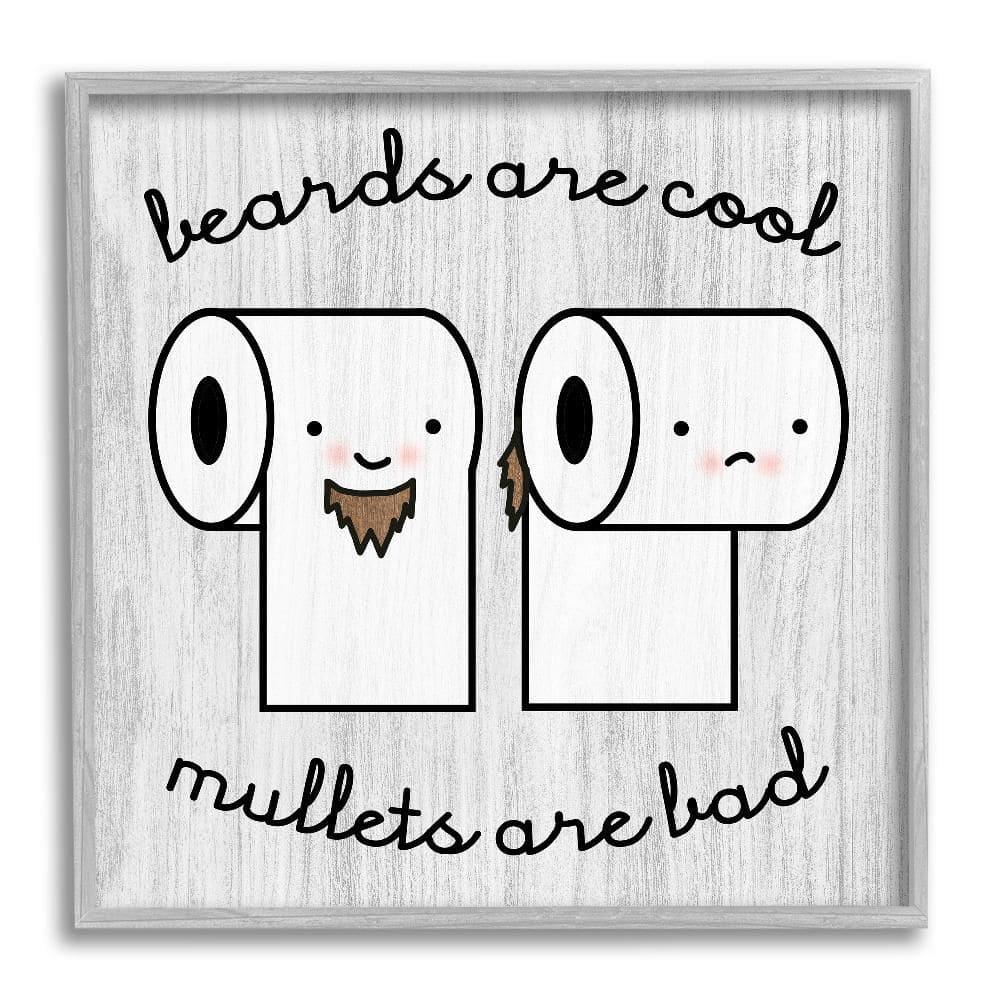 Stupell Industries " Beards Vs. Mullets Toilet Paper Bathroom Humor Expression " by Daphne Polselli