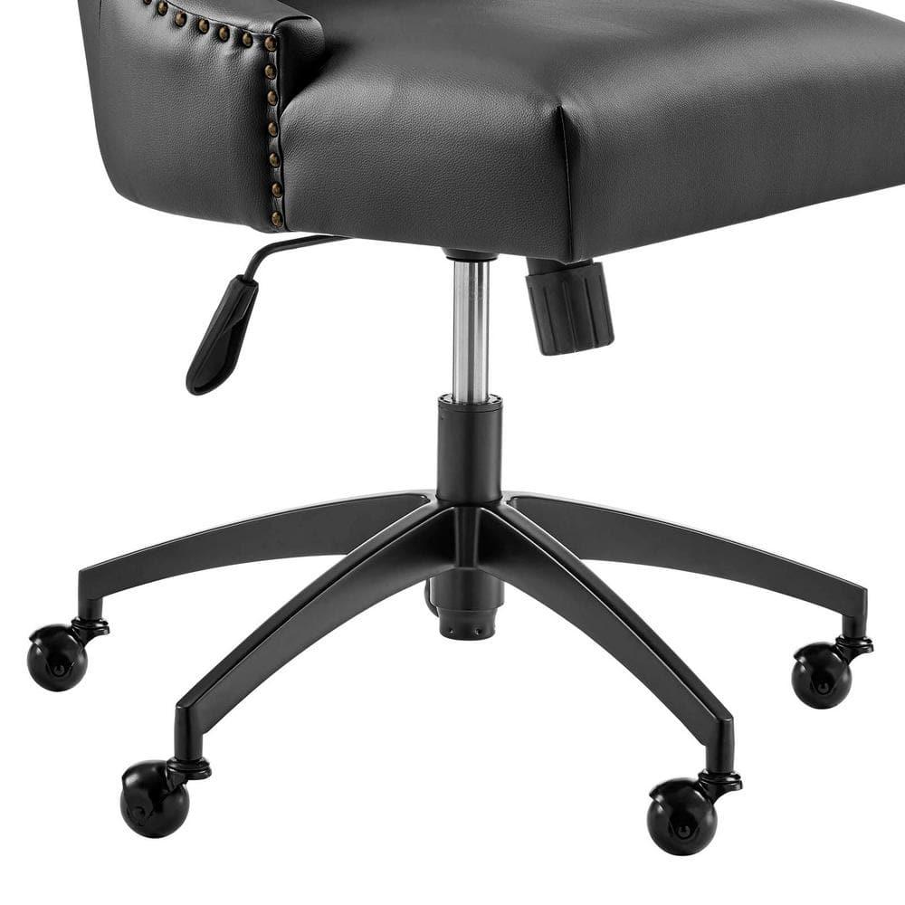 Modway Empower Channel Tufted Vegan Leather Office Chair Black: Metal Frame, Adjustable Height, Modern Style