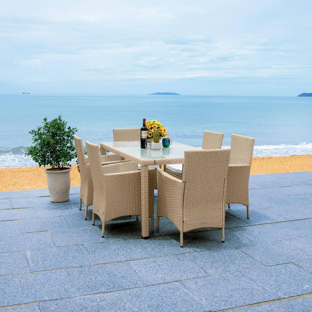 Jolin 7 Pc Dining Set - Outdoor - PAT7706 - Beige/White - Safavieh