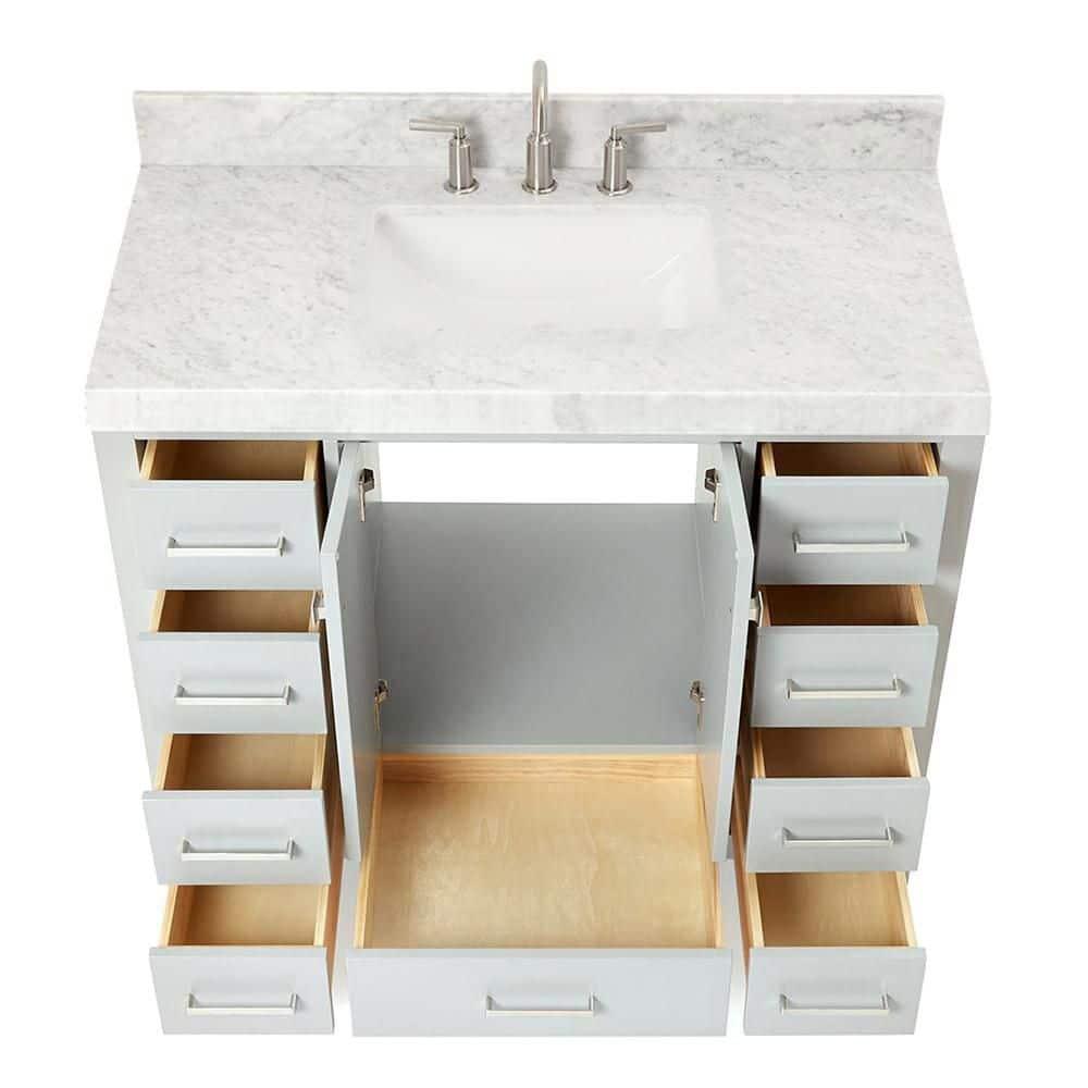 Cambridge 42'' Single Bathroom Vanity with Carrara Marble Top