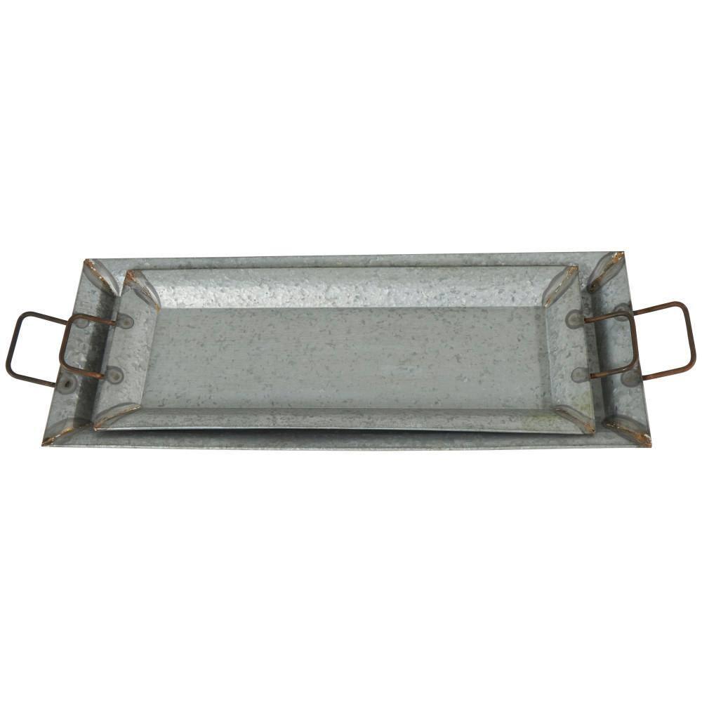 Farmhouse Rustic Serving Tray Set Gray 2pk - Olivia & May