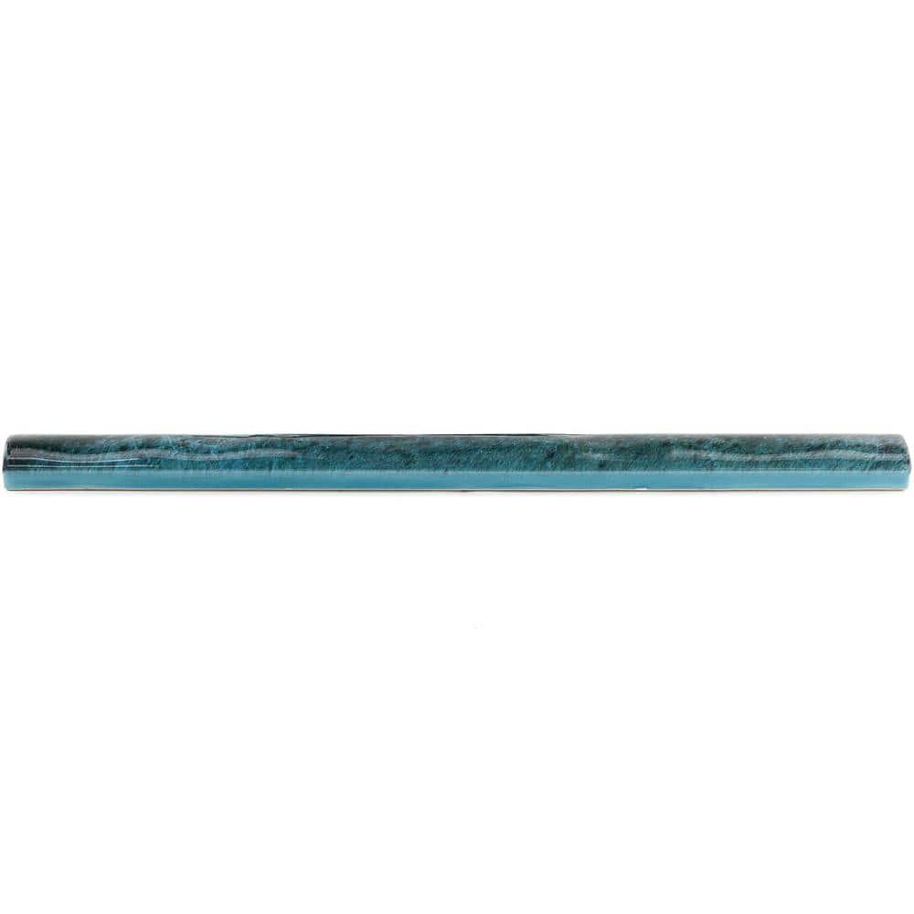 Chateau 12" x 0.75" Ceramic Pencil Liner Tile Trim in Blue