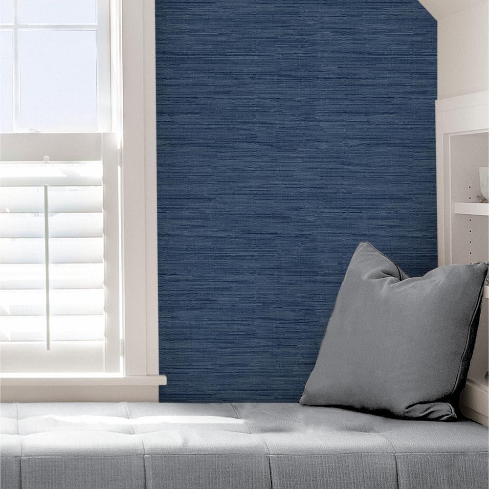 InHome 216-in by 20.8-in Avery Weave Navy Peel And Stick Chinese Wallpaper, 216-in by 20.8-in, 31.2 sq. ft.