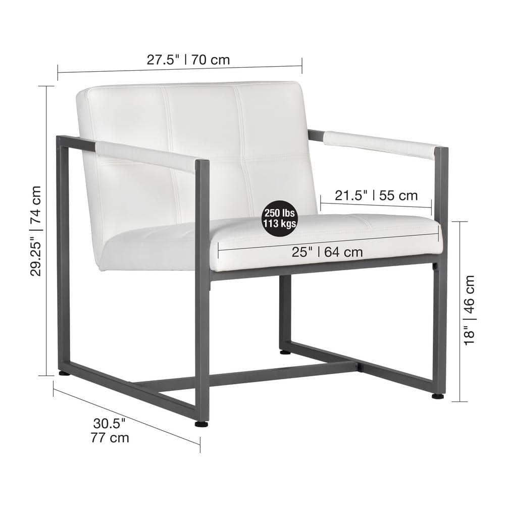 Camber Accent Chair White - Studio Designs Home: Mid-Century Faux Leather, Metal Frame, 250lbs Capacity