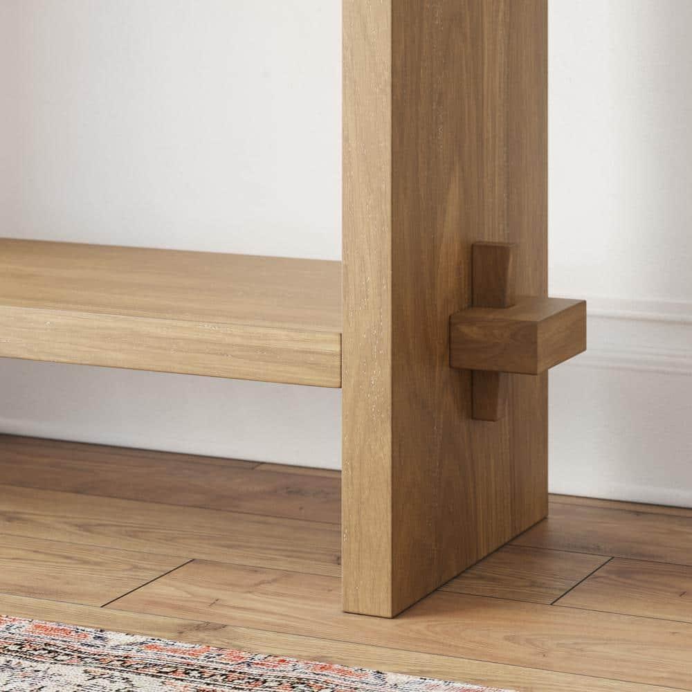 Nathan James Console Sofa Table Brushed Light Brown: Entryway Table with Charging Station, 40in Width