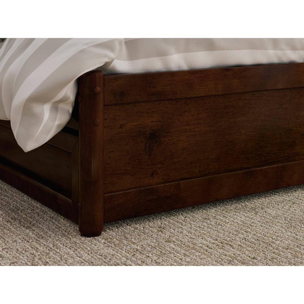 Barcelona King Solid Wood Panel Platform Bed with Storage Drawers in Walnut