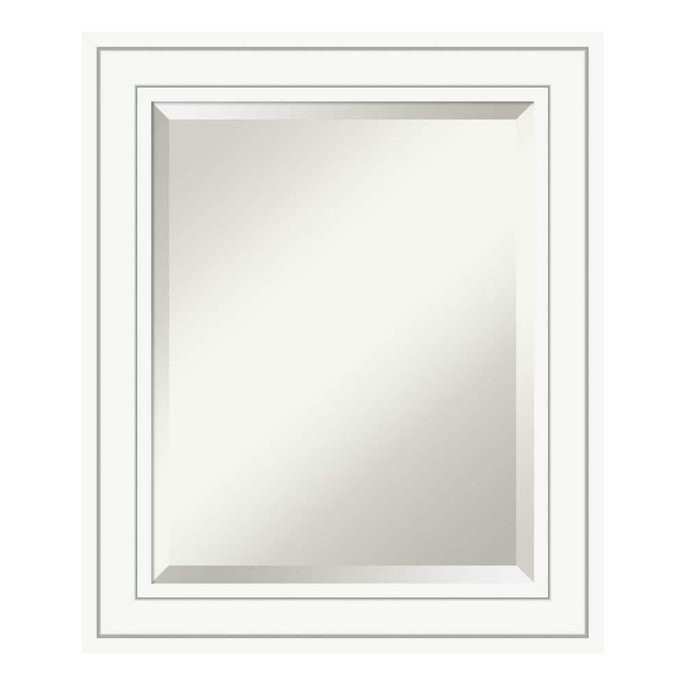 Amanti Art Beveled Wood Bathroom Wall Mirror - Craftsman White Frame Outer Size: 21 x 25 in
