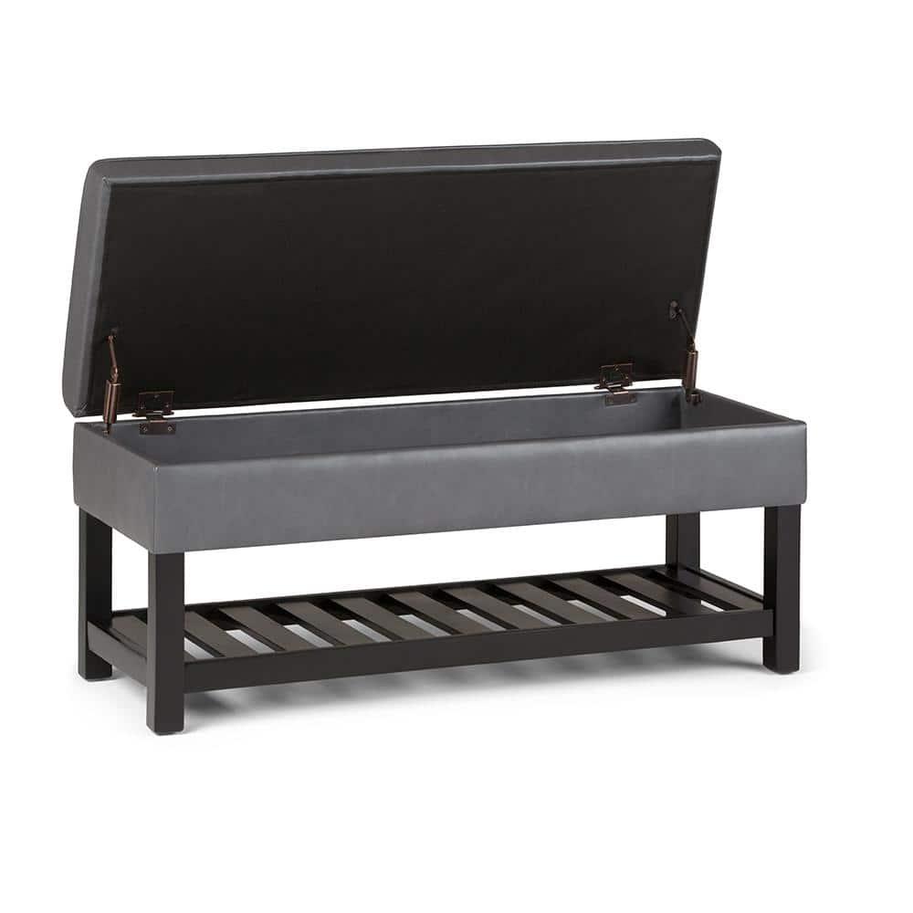 Simpli Home Cosmopolitan 44"W Transitional Tufted Storage Ottoman Bench with Lift Top